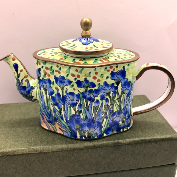 Vincent - Kelvin Chen Enamel Mini Hand Painted Teapot - Very Rare - Picture 7 of 8